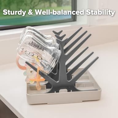 haakaa Baby Bottle Drying Rack, Space Saving Bottle Drying Tree for Bottles/Pump Parts/Pacifiers and Other Baby Essentials, Easy-Store Dryer Rack Great for Home & Travel, BPA Free (Slate Grey) - Image 6