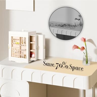 TidyStash 360° Rotating Jewelry Organizer, Large, Elegant Jewelry Boxes for Women Necklace, Ring Earring Storage, Vertical Accessory Organizers and Storage, Cream White - Image 6