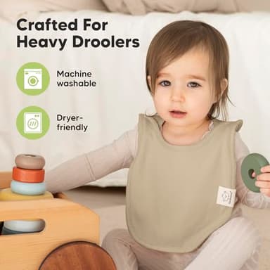 8-Pack Baby Bibs for Boys, Girls - Pullover Bibs for Drooling Teething Baby Girl & Boy Toddler, Newborn, Soft & Absorbent, Cute Colors, Large Torso Coverage Keep Infant Clean & Dry (Brick) - Image 6