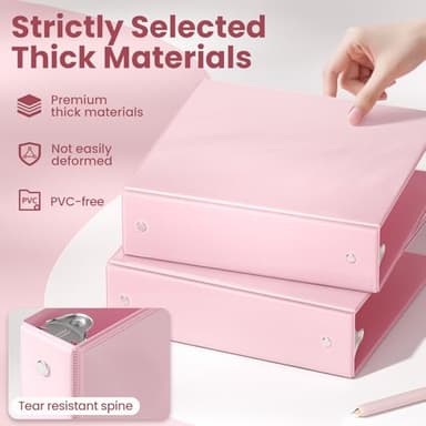 SUNEE 3 Ring Binders 2 Inch 4 Pack, Clear View Binder Three Ring PVC-Free (Fit 8.5x11 Inches) for School or Office Supplies, Assorted Pastel - Image 5