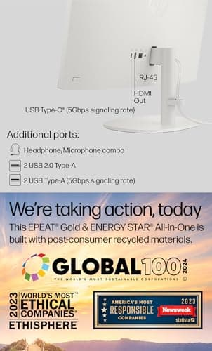 HP All-in-One Desktop PC| 12GB RAM| 1TB PCIe SSD| 22" Full HD Display, Anti-Glare| Intel Dual-core Processor| KB&Mouse| HDMI, USB-C, Wi-Fi 6| Windows 11 | Cashmere White| for Business & Personal Use - Image 5