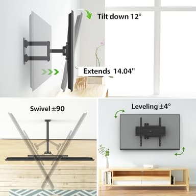 USX MOUNT Corner TV Wall Mount for 26-60 Inch TVs up to 80 lbs, Single Articulating Arm, Full Motion TV Wall Mount Bracket with Swivel and Tilt, Max VESA 400x400mm - Image 8