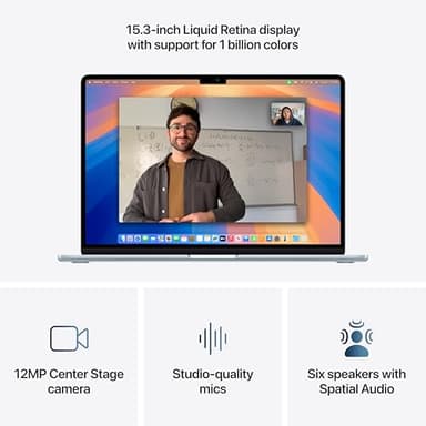 Apple 2025 MacBook Air 15-inch Laptop with M4 chip: Built for Apple Intelligence, 15.3-inch Liquid Retina Display, 16GB Unified Memory, 256GB SSD Storage, 12MP Center Stage Camera, Touch ID; Sky Blue - Image 4