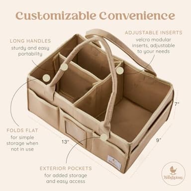 Babylicious Baby Diaper Caddy Organizer | Felt Changing Table Organizer - Large | Diaper Organizer for Changing Table | Name Card Included - Newborn Essentials Must Haves for Parents Tan - Image 3