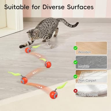 Potaroma Moving Ball Cat Toys with Feather Tail, Rechargeable 2025 New Interactive Toy for Indoor Cats Exercise, Smart Interactive Kitten Rolling Ball, Orange - Image 6