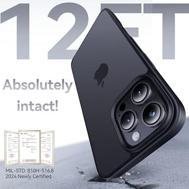 CASEKOO for iPhone 16 Pro Case, [Never Yellow Technology] [Mil-Grade Drop Protection] Translucent Slim Cover Women Men for iPhone 16 Pro Phone Case 6.1 inch, Frosted Black - Image 2