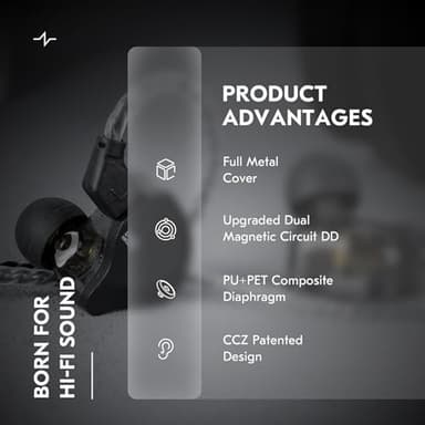 CCZ Solo Silver In Ear Monitor Wired IEM Headphone, DC02 Dual Magnetic Circuit DD HIFI Earphones, Professional Hifi Earphone, Stereo Sound Earbuds, With MIC - Image 3