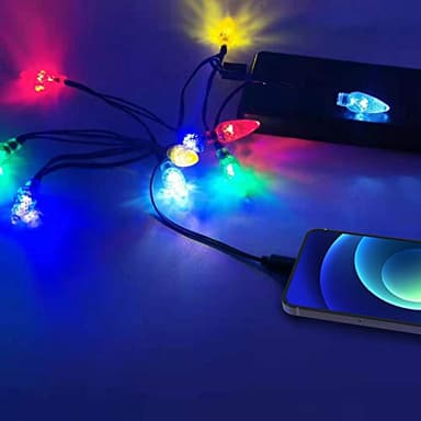FOTBOR LED Christmas Lights Phone Charging Cable, Festive USB Bulb Charger, 50 Inch 10 LED Multicolor Cord For Phone 12 Pro Max/11 Pro/8/7 Airpods etc - Image 2
