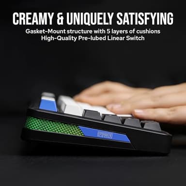 EPOMAKER TH85 QMK/VIA Wireless Gaming Keyboard, BT5.0/2.4GHz/USB-C, Hot Swappable Pre-lubed Custom Creamy Jade Linear Switches, Gasket Creamy Keyboard for PC/Mac/Office/Gaming (Black&White&Blue) - Image 8