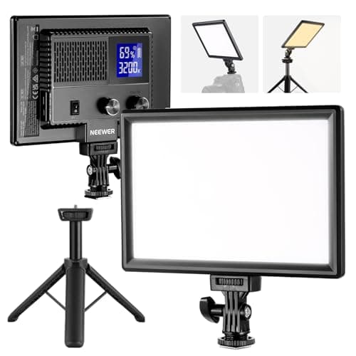 NEEWER 9" LED Video Light Panel, Dimmable DSLR Camera Soft Lighting with Mini Desk Tripod Stand, USB Type C Ports, 3200K~5600K CRI95+ for Studio Photography Video Recording Live Streaming, NL-116AI - Image 1