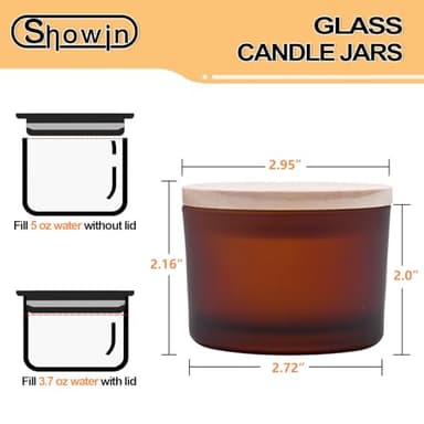 SHOWIN Thick Candle Jars for Making Candles 16 Pcs, 4 OZ Empty Jars with Wood Lids for Candle Making, Sample Container - Dishwasher Safe, Frosted Brown - Image 6