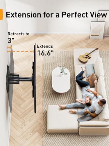 Perlegear UL Listed Full Motion TV Wall Mount for 42-85 inch TVs up to 132 lbs, TV Mount with Dual Articulating Arms, Tool-Free Tilt, Swivel, Extension, Leveling, Max VESA 600x400mm, 16" Studs, PGLF8 - Image 7
