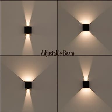 Quickway Imports Modern Wall Sconce LED Waterproof Wall Lamp Aluminum with Adjustable Beam 10-Watt 3000K Warm White Indoor Outdoor, Black - Energy Efficient, Long Lasting, Easy to Install - Set of 4 - Image 4
