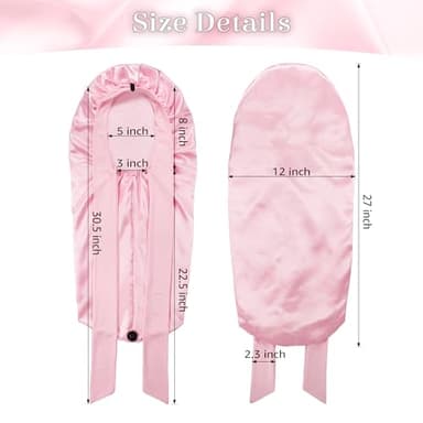 ROYBENS Long Bonnet Satin Hair Silk Bonnet for Sleeping Women, Silky Bonnets for Women with Tie Band, Sleep Cap for Braids Curly Hair - Image 5