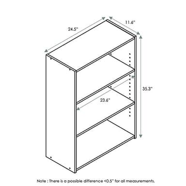 FURINNO Wright 3-Shelf Bookcase, Soft White - Image 3