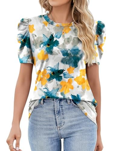 Womens Work Tops 2025 Fashion Trends Women Cute Tops Work Shirts Tops Spring Tops for Women 2025 Business Casual Tops Multi Teal M - Image 1