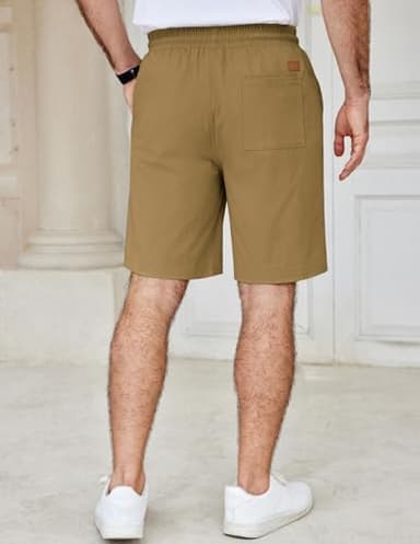COOFANDY Men's Casual Shorts Cotton Elastic Waist Drawstring Shorts Lightweight Summer Beach Shorts - Image 3