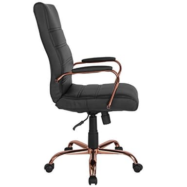 Flash Furniture Whitney High-Back Swivel LeatherSoft Desk Chair with Padded Seat and Armrests, Adjustable Height Padded Office Chair, Black/Rose Gold - Image 6