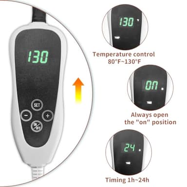GOLOPET Large Dog Heating Pad 34x21in with Smart Thermostat Switch and Power Line Protection Tube,Obtained MET and UL Dual Certification,Waterproof Pet Heating pad, Suitable for Dogs of All Ages - Image 4