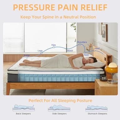 Review Full Mattresses, 10 Inch Full Size Mattress in a Box, Memory Foam Hybrid Mattress with Individual Pocket Spring Coils for Motion Isolation & Silent Sleep, Pressure Relief, Plush Firmness - Image 2