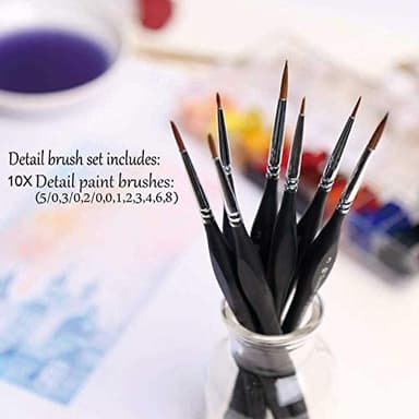 Golden Maple Detail Paint Brushes Set 10pcs Miniature Brushes for Fine Detailing & Art Painting - Acrylic, Watercolor, Oil, Models - Image 2