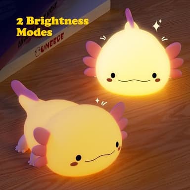 UNEEDE Axolotl Night Light for Kids,Animal Silicone Nursery Night Lamp, Rechargeable Table Lamp Bedside Lamp,Cute Room Decor Night Light for Bedroom,Living Room,Dining,Desk Decorations,Gift - Image 2