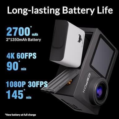 icefox i8 Action Camera with 4K 60FPS 20MP, 5X Zoom, Underwater Waterproof Camera with Optimized EIS, Video & Photo Editing by Snap Pro App, WiFi Remote Control for Diving, Cycling and Vlogging - Image 4