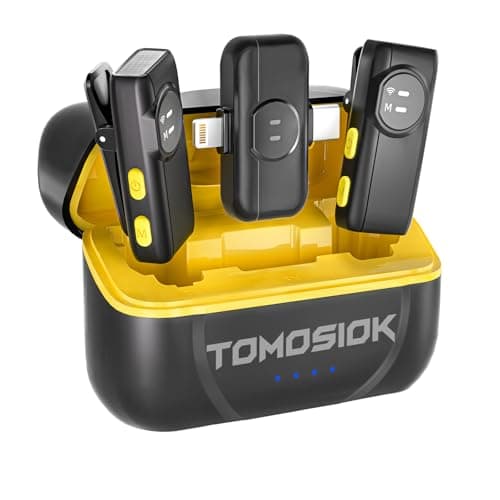 Wireless Lavalier Microphone for iPhone iPad Android with Noise Cancellation, 10 Hours of Battery Mini Microphone for Recording, Live Streaming, YouTube, Facebook, TikTok - Image 1