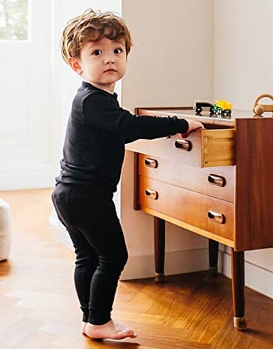 VAENAIT BABY Kids Long Sleeve Modal Sleepwear Pajamas 2pcs Set Modal Black L - Image 3