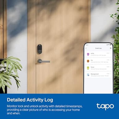 TP-Link Tapo Smart Door Lock, Deadbolt | Keyless Entry, Fingerprint Recognition, Touchscreen Keypad & in-App Monitoring with Scheduled Access | 1-Year Rechargeable Battery | BHMA Grade 2 | Tapo DL110 - Image 6
