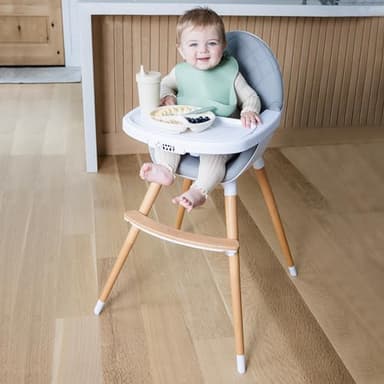 Convertible High Chair for Babies, Toddlers, Kids & Children - Wooden Highchair with Adjustable Height & Dishwasher Safe Tray - Wood Feeding & Dining Chair - Converts to Booster Seat - KoolaBaby - Image 8