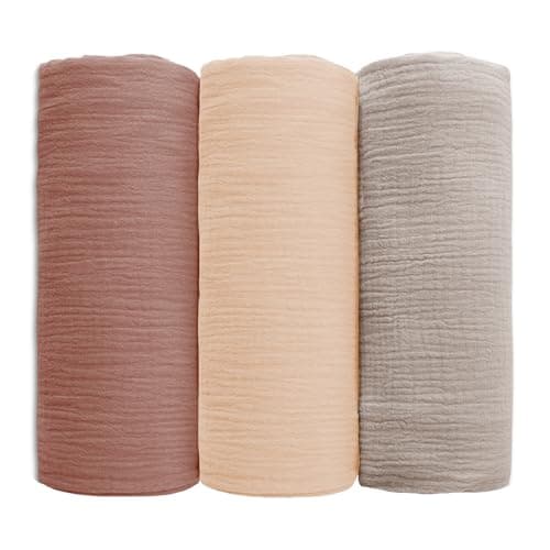 Muslin Swaddle Blankets for Baby Boy & Girl - Soft Breathable Newborn Receiving Blankets Set (Pink, 3 Pack) - Image 1