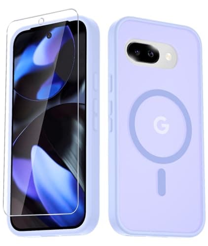 LATVIN Phone Cover for Google Pixel 9a Case | with 1 Screen Protector, Compatible with MagSafe, Magnetic, Military Grade Protection, Translucent Matte Frosted Back, Lavender Purple - Image 1