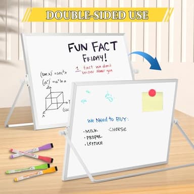 AMUSIGHT Dry Erase Magnetic White Board, 16" x 12" Double-Sided Desktop Whiteboard with Stand, Portable Small Whiteboard Set for Drawing, Office, Home, School - Image 4