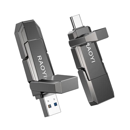 RAOYI 256GB USB C External SSD, 2-in-1 Solid State Drive Up to 450MB/s Dual USB 3.2 + Type-C Thumb Drive Portable SSD Drive for iPhone 15/16/17, Android, Tablet, PC and PS4 - Image 1