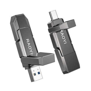 RAOYI 256GB USB C External SSD, 2-in-1 Solid State Drive Up to 450MB/s Dual USB 3.2 + Type-C Thumb Drive Portable SSD Drive for iPhone 15/16/17, Android, Tablet, PC and PS4 - Image 1