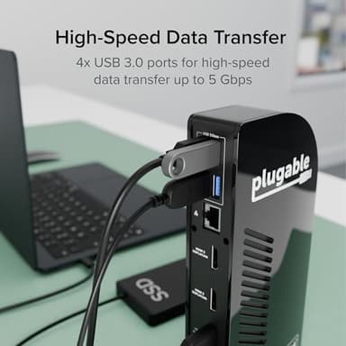 Plugable USB-C Triple Monitor Docking Station: 13-in-1 Laptop Dock with 100W Charging for Mac (DisplayLink Driver Required), Windows, Chrome, 3 HDMI, Gigabit Ethernet, SD, USB-C 20W, 4 USB - UD-ULTCDL - Image 5