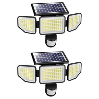 Onforu 4500LM Solar Lights Outdoor, 3 Heads Security Lights with Remote Control, IP65 Waterproof Motion Sensor Lights, 3 Modes Flood Lights for Wall, Porch, Yard, Outside, 2 Pack - Image 1
