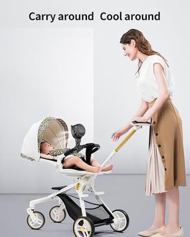 GOTOTO Baby Stroller Fan, Rechargeable Portable Fan with 2000 mAh Battery Operated,3 Wind Speed,360-Degree Rotation,Ultra-Low Noise Level,Safe mini fan for your baby - Image 7