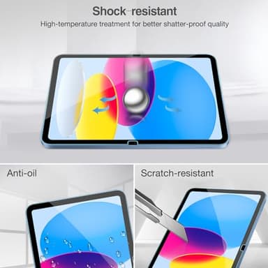 ProCase Screen Protector for iPad A16 2025 11th/10th 2022 Generation (11-inch/10.9), 2 Tempered Glass Films with 2 Camera Lens Protectors -Blue - Image 5