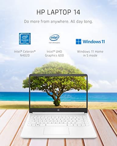 HP 14 Laptop, Intel Celeron N4020, 4 GB RAM, 64 GB Storage, 14-inch Micro-edge HD Display, Windows 11 Home, Thin & Portable, 4K Graphics, One Year of Microsoft 365 (14-dq0040nr, Snowflake White) - Image 2
