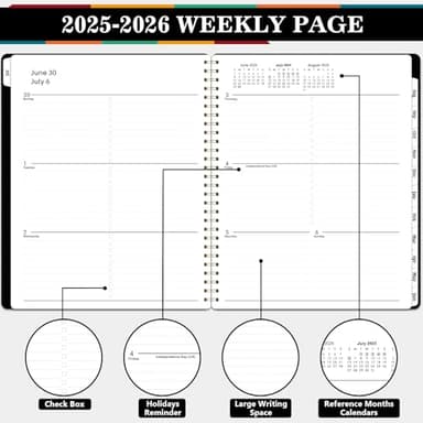 2025-2026 Planner – 2025-2026 Planner Weekly and Monthly, Jul. 2025 - Jun. 2026, 8" x 10", Monthly Tabs, Spiral Binding, Thick Paper, Classic Black - Image 4