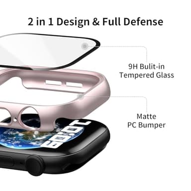 3 Pack Case with Tempered Glass Screen Protector for Apple Watch SE(3nd) 2025 SE 2/1 Series 6/5/4 40mm, Hard PC Ultra-Thin Cover for iwatch SE 3/SE 2/SE/6/5/4 40mm, Starlight/Clear/Rose Gold - Image 2