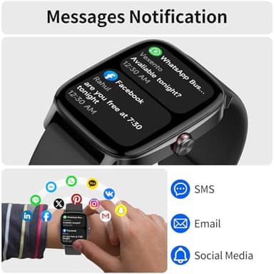 Smart Watch for Men Women, Bluetooth Calling, AI Built-in, IP68 Waterproof, Fitness Tracker, Sleep Monitoring, 1.85'' DIY Dial, 100+ Sports Modes, 7 Days Battery, Compatible with Android & iPhones - Image 3