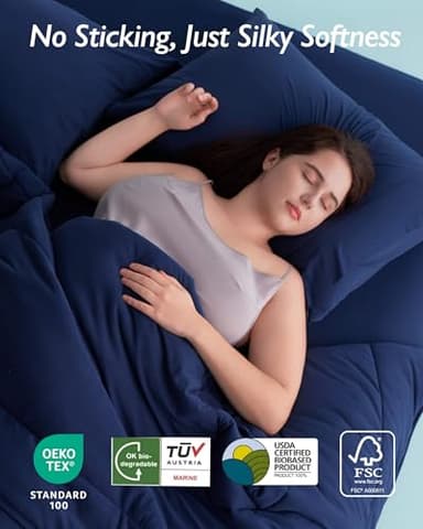Breescape Cooling Comforter King Size - BlendTek™ Q-Max>0.46 Tech, Breathable Blanket for Hot Sleepers & Night Sweats Relief, Premium Lightweight Summer Bedding, 106x96 Inches, Twilight Blue - Image 8