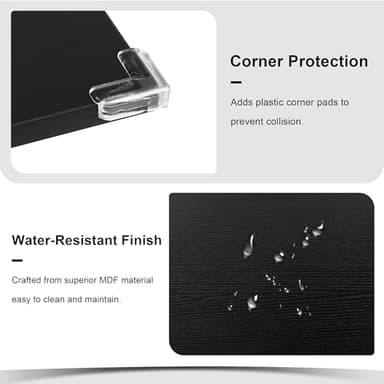 Feonase 5-Piece Dining Table Set for 4-8 People, 63" Large Extendable Kitchen Table Set with 2 Benches and 2 Square Stools, Dining Room Table with MDF Wood Board, Easy Assembly, Black - Image 8