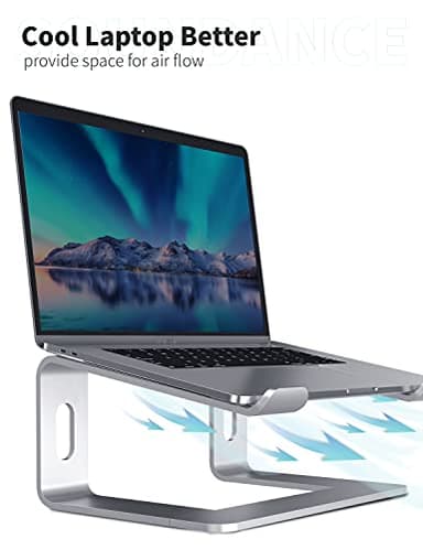 SOUNDANCE Laptop Stand, Aluminum Computer Riser, Ergonomic Laptops Elevator for Desk, Metal Holder Compatible with 10 to 15.6 Inches Notebook Computer, Silver - Image 4