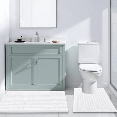 Arotive Luxury Chenille Bathroom Rug Mat, Extra Soft Thick Absorbent Shaggy Bath Rugs, Non-Slip Machine Wash Dry, Plush Bath Mats for Bathroom, Shower and Tub, 24x16, White - Image 8