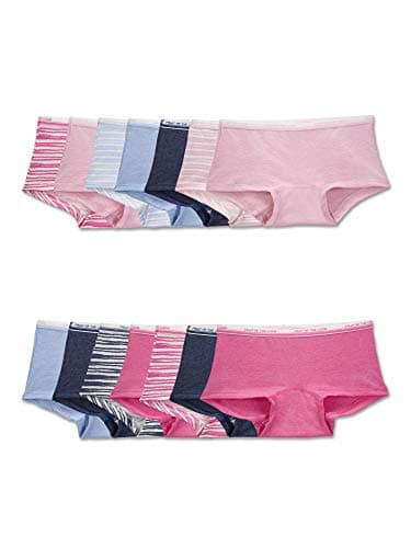 Fruit of the Loom Girls' Cotton Boyshort Underwear, 14 Pack-Fashion Assorted - Image 1