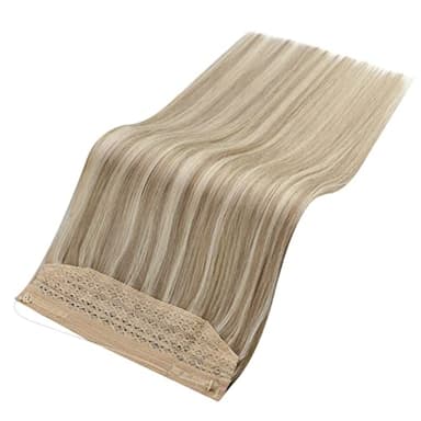 Fshine Invisible Wire Hair Extensions Real Human Color 16 Highlight 22 Blonde Fish Line 70 Gram Removable Clips Extensions for Women 12 Inch - Image 9